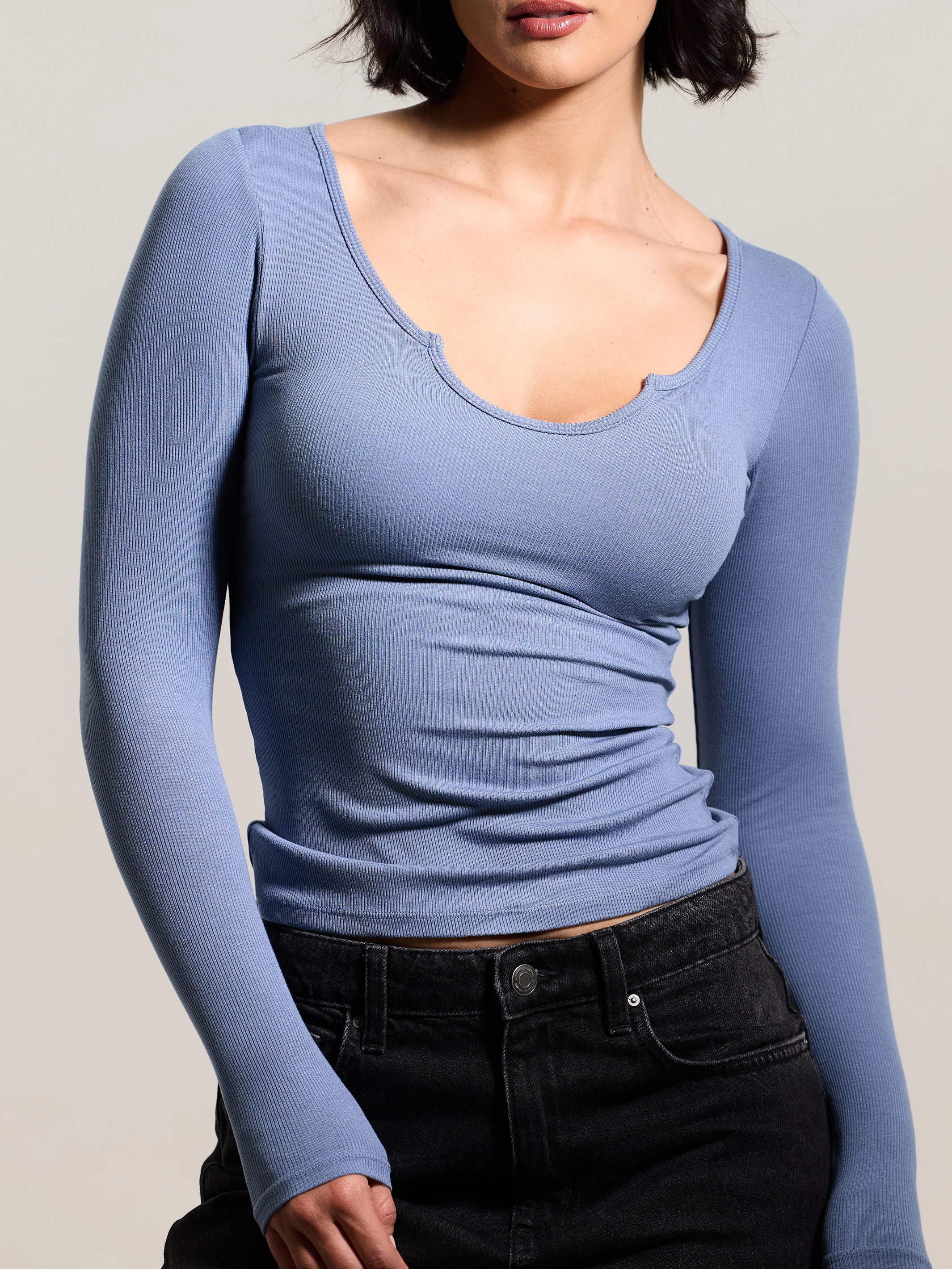 Braless Ribbed U-Shape Long Sleeve - Image 11