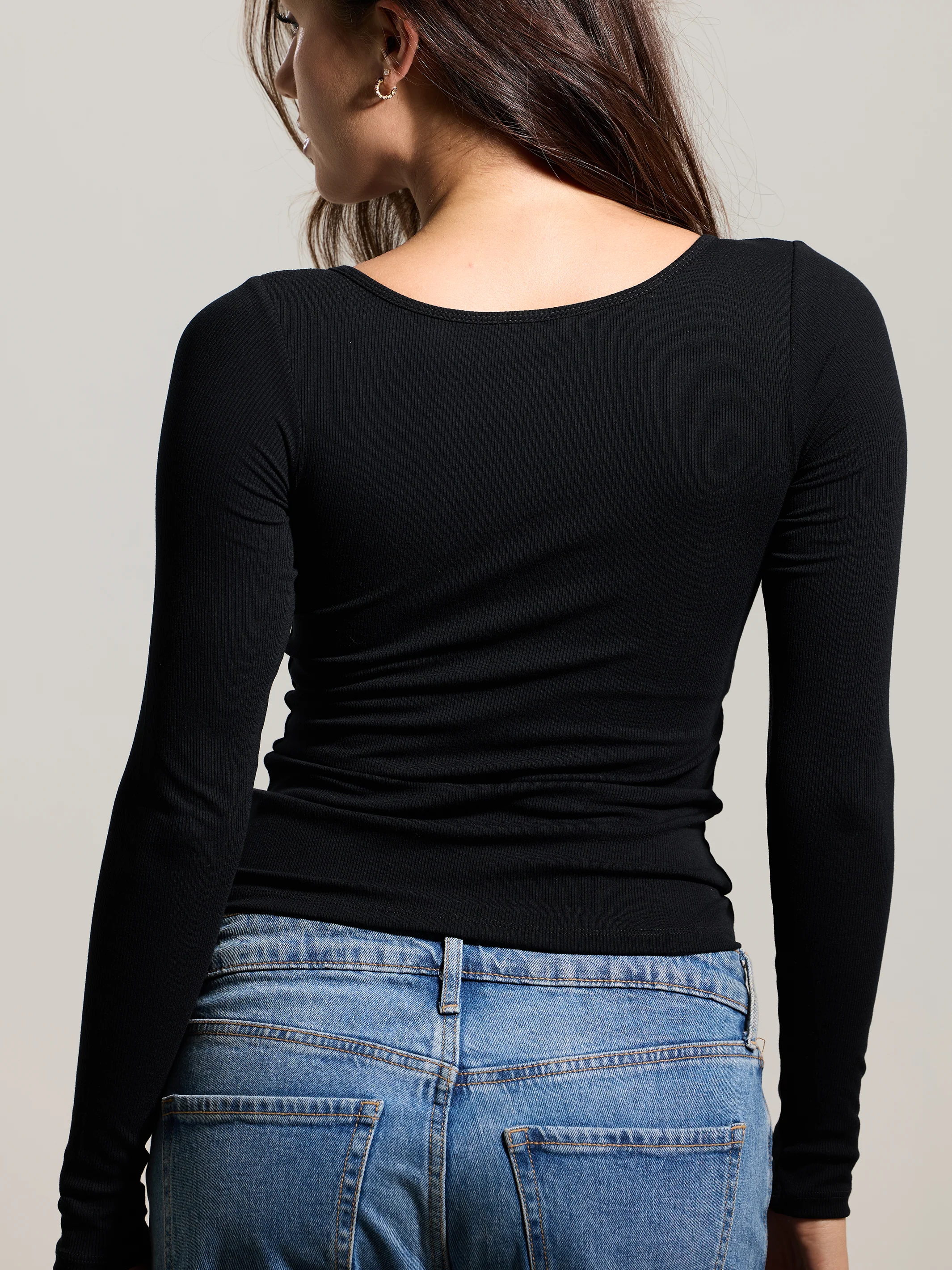 Braless Ribbed U-Shape Long Sleeve - Image 19