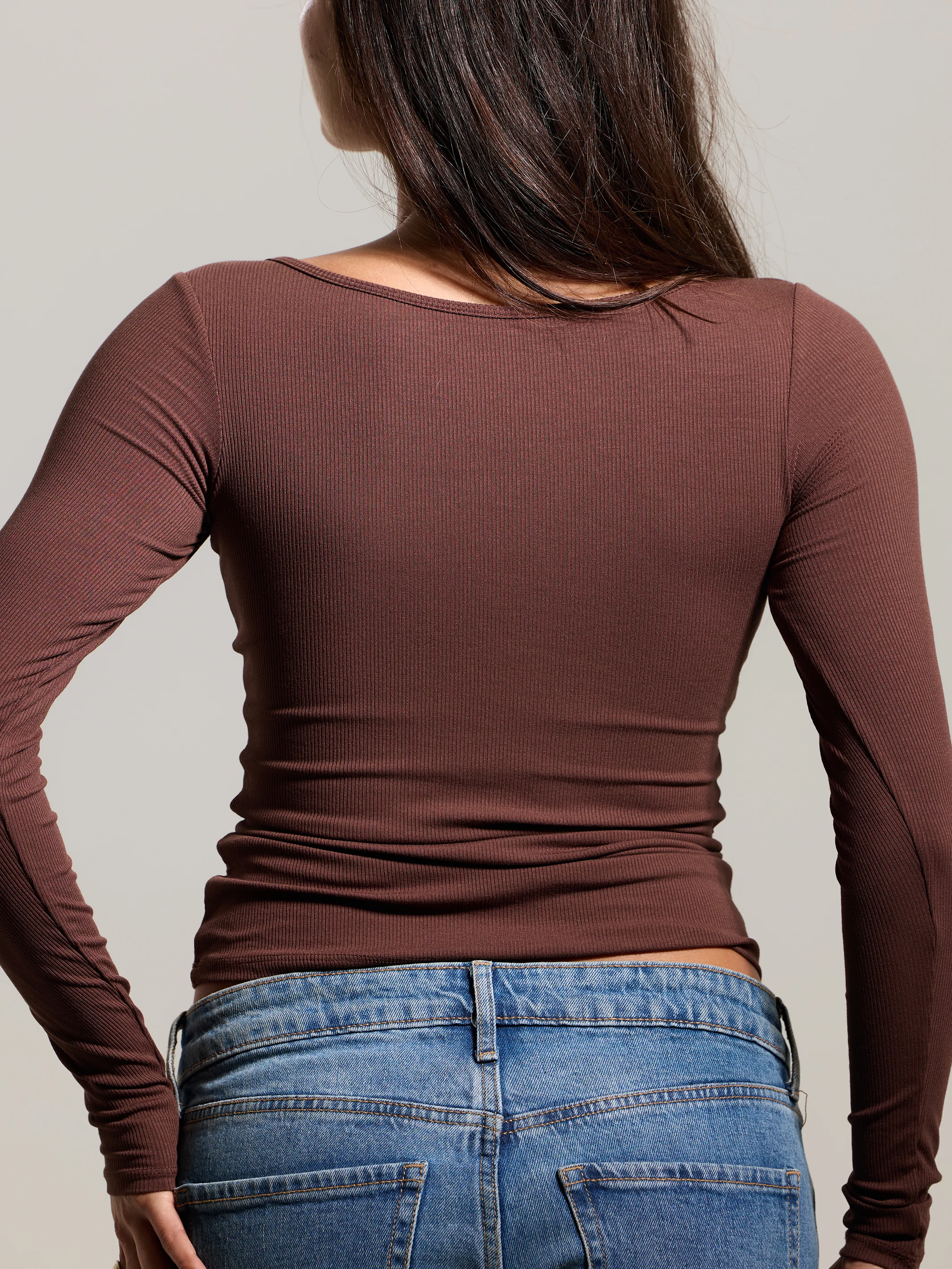 Braless Ribbed U-Shape Long Sleeve - Image 7