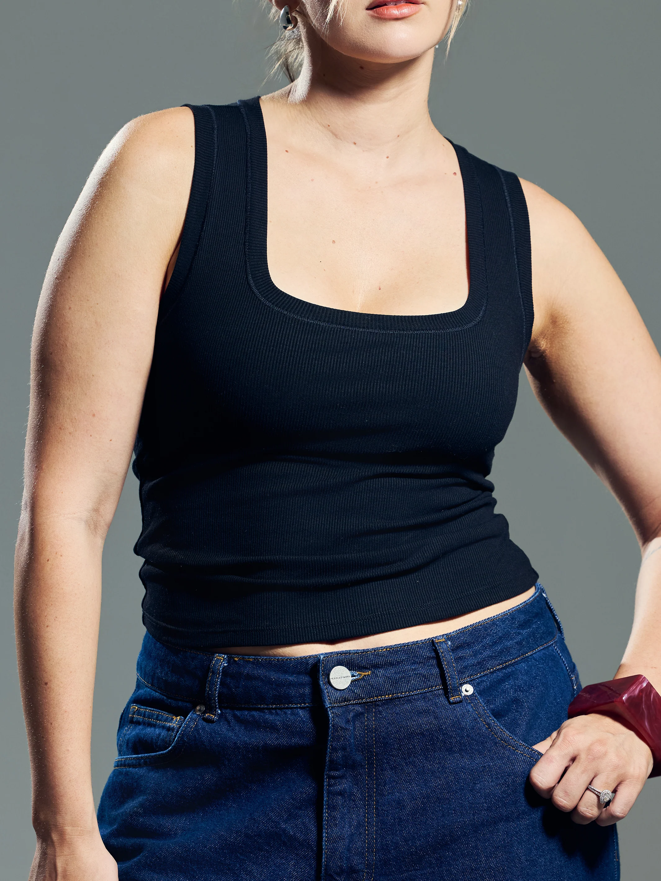 Chunky Binding Ribbed Square Neck Tank - Image 11
