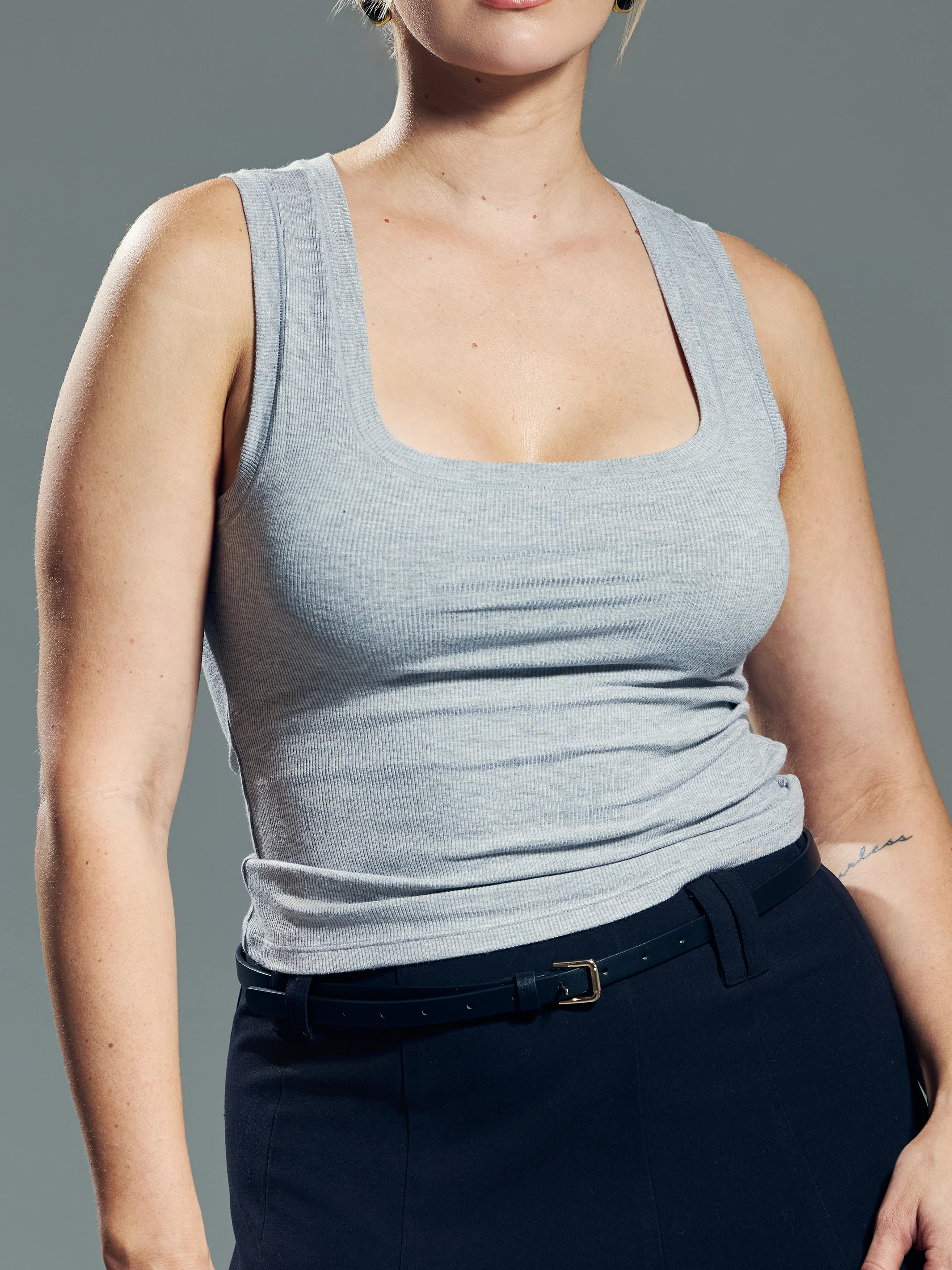 Chunky Binding Ribbed Square Neck Tank - Image 15