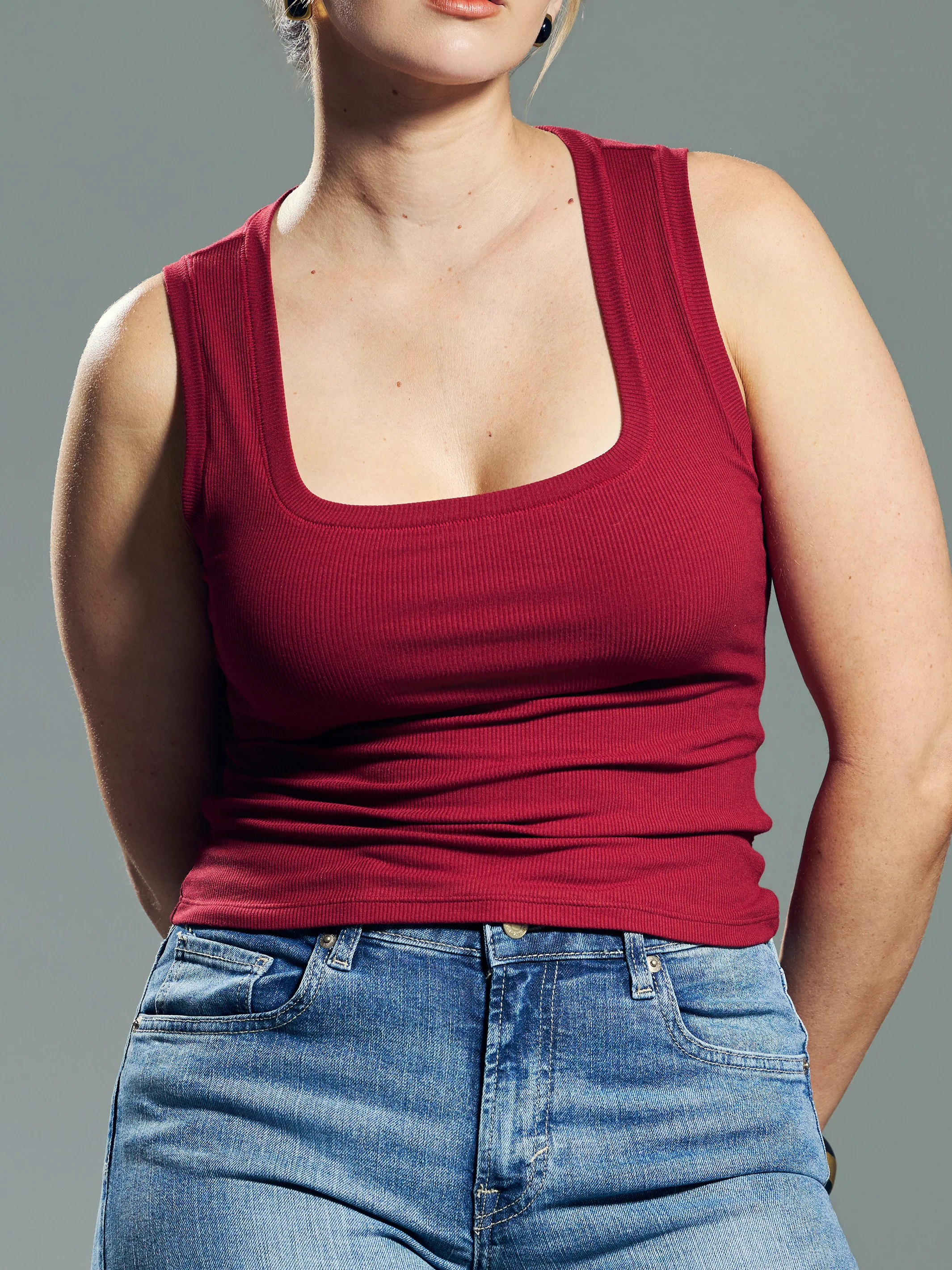 Chunky Binding Ribbed Square Neck Tank - Image 19