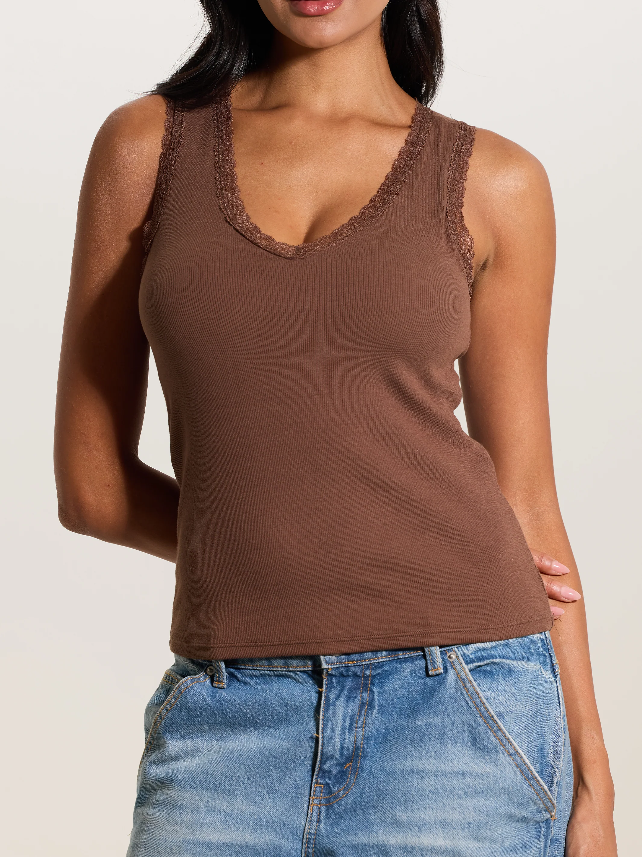 Lace Cotton V-Neck Full Length - Image 6