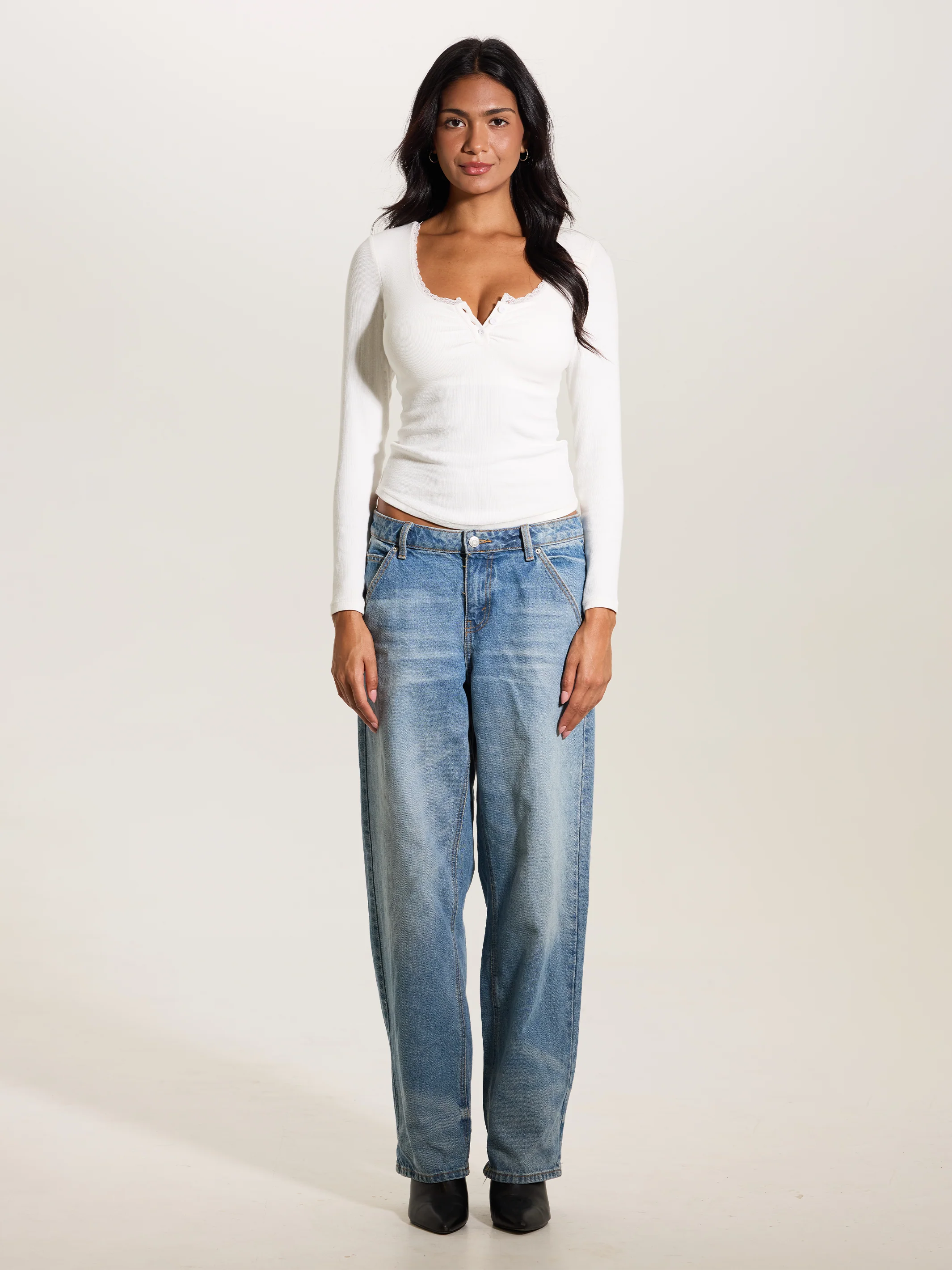 Lace Trim Henley Long Sleeve - Image 10