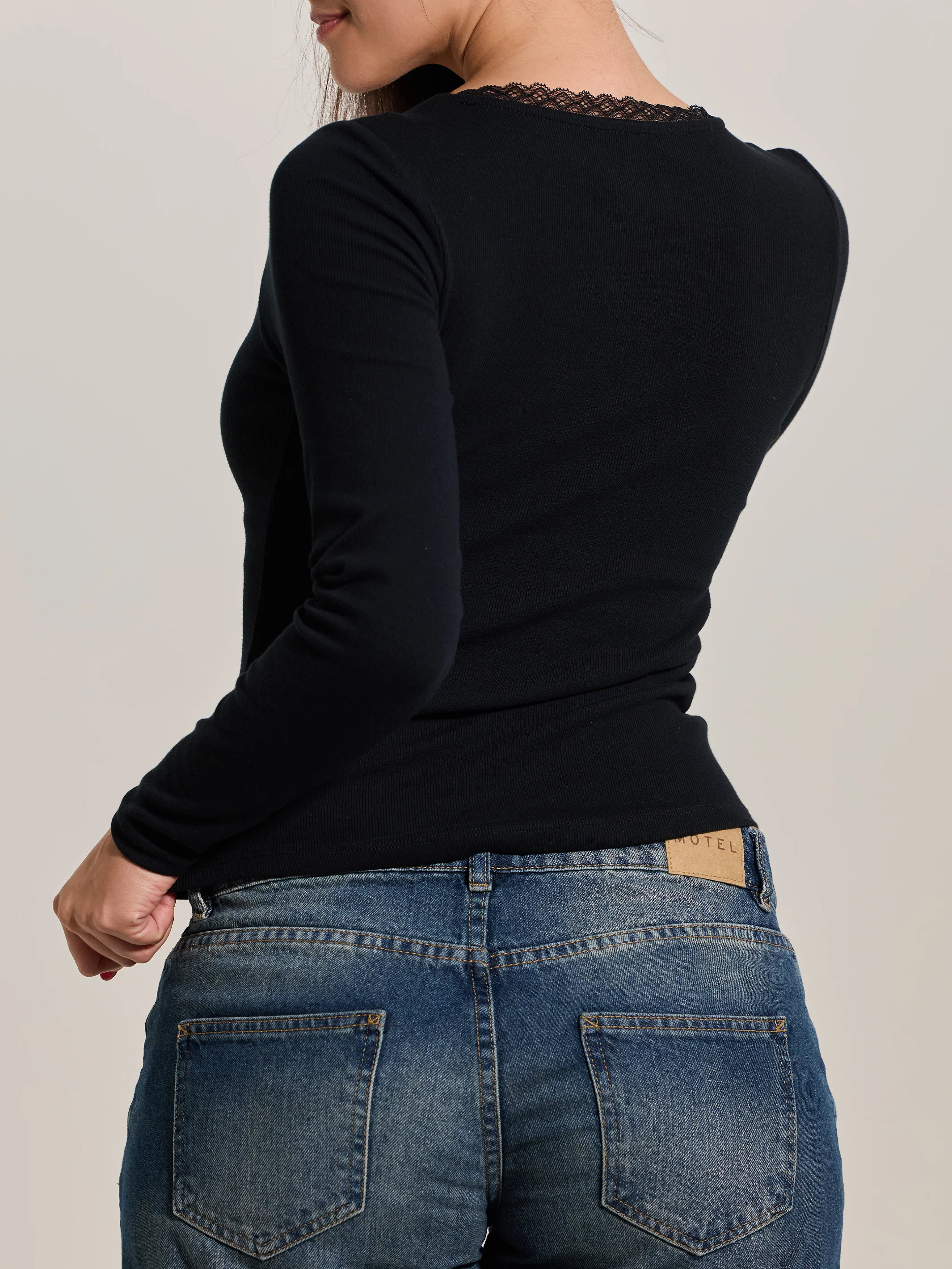 Lace Trim Henley Long Sleeve - Image 3