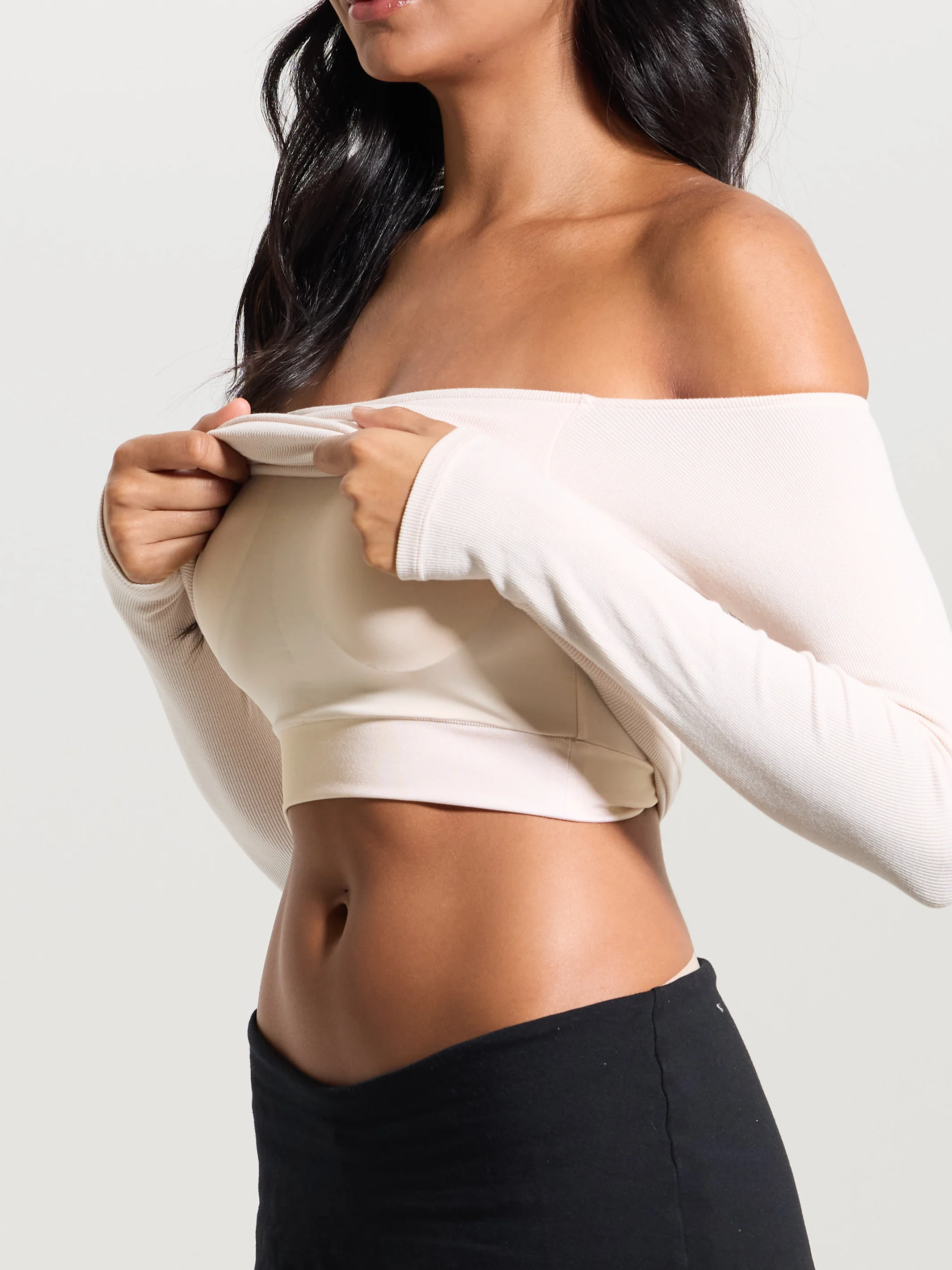 Ribbed Off The Shoulder Brami - Image 6
