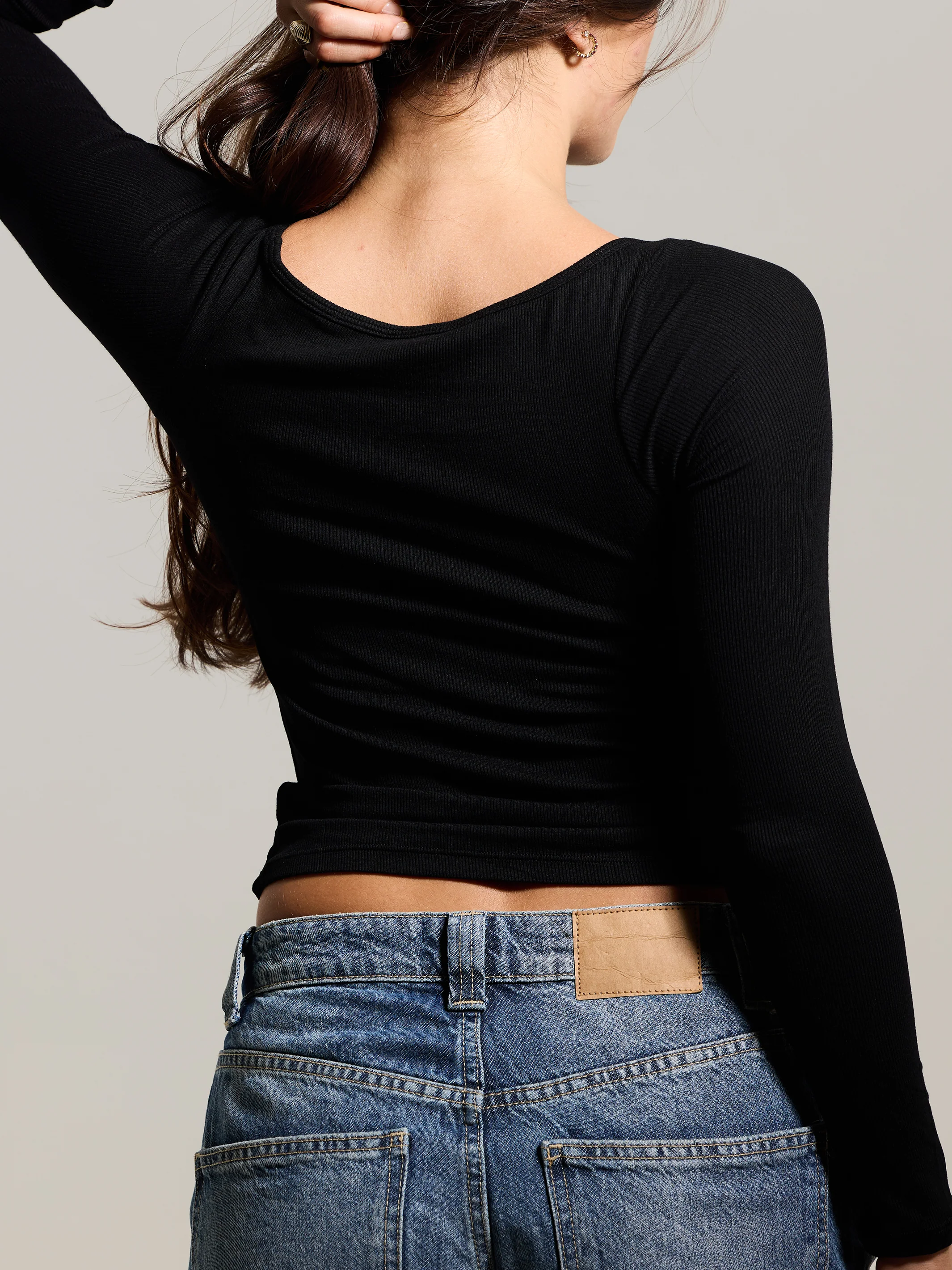 Ribbed Boat Neck Braless Long Sleeve - Image 13