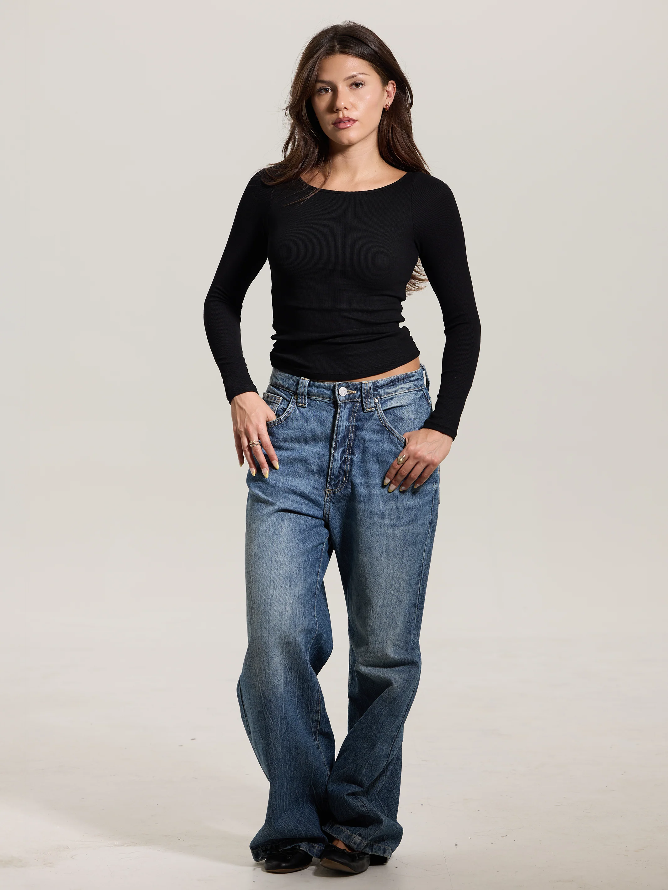 Ribbed Boat Neck Braless Long Sleeve - Image 14