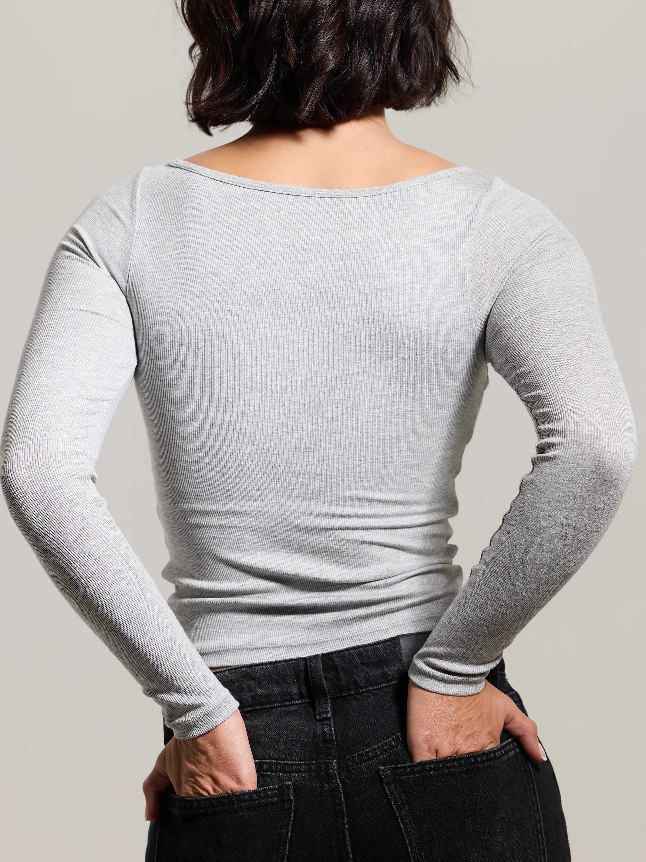 Ribbed Boat Neck Braless Long Sleeve - Image 8