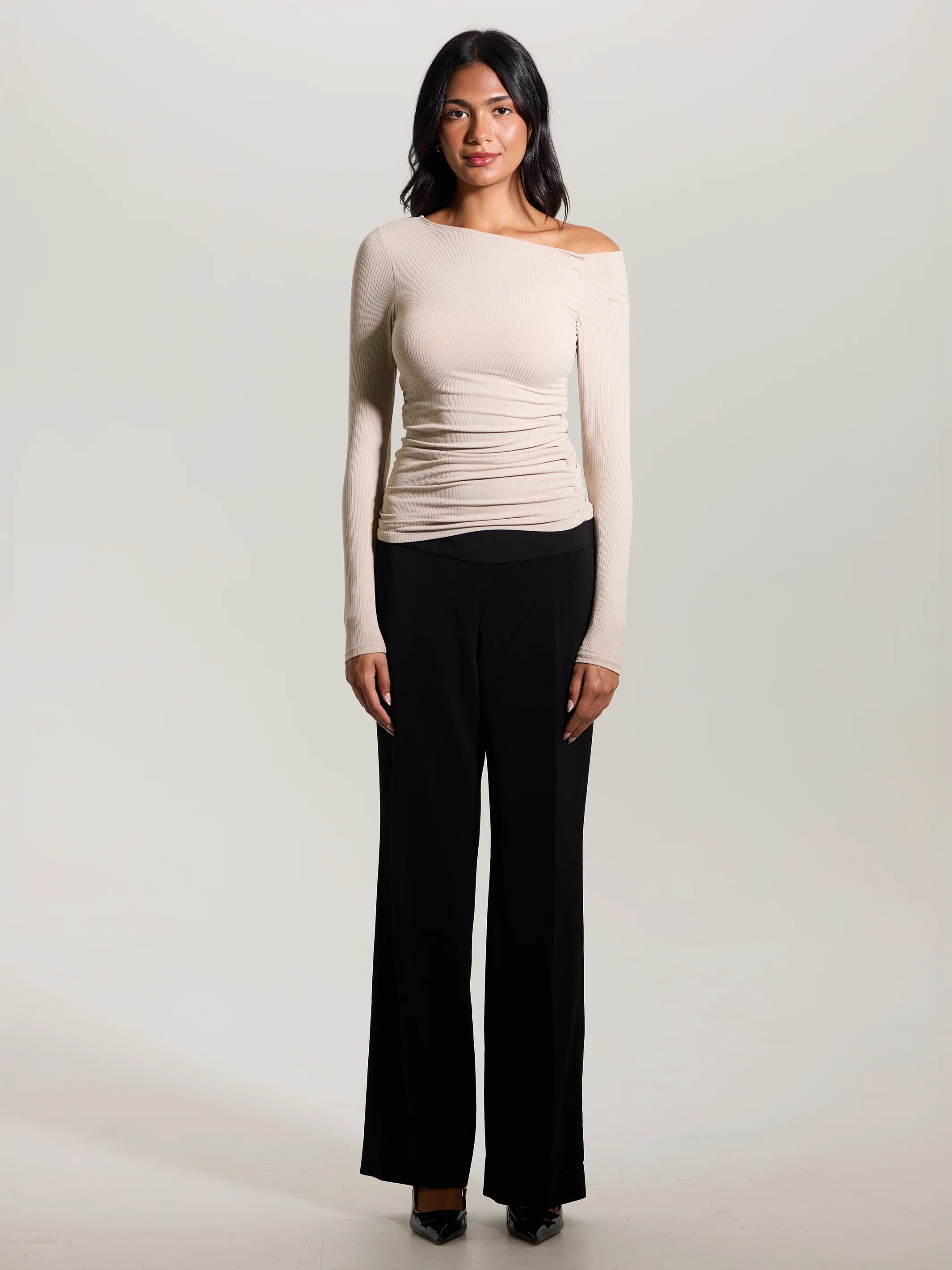 Ruched Asymmetric Long Sleeve - Image 5