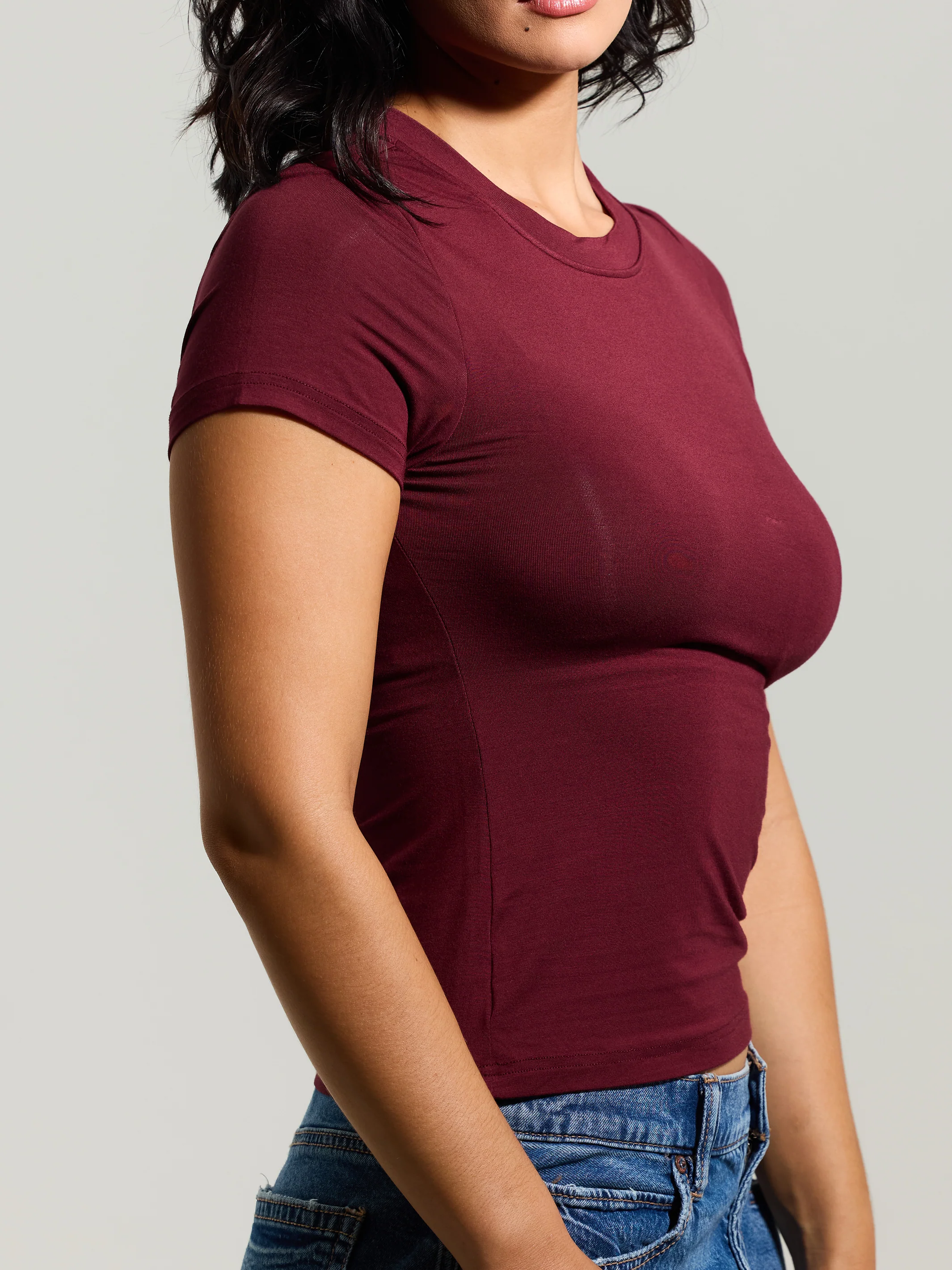 Crew Neck Braless T-Shirt - Image 46